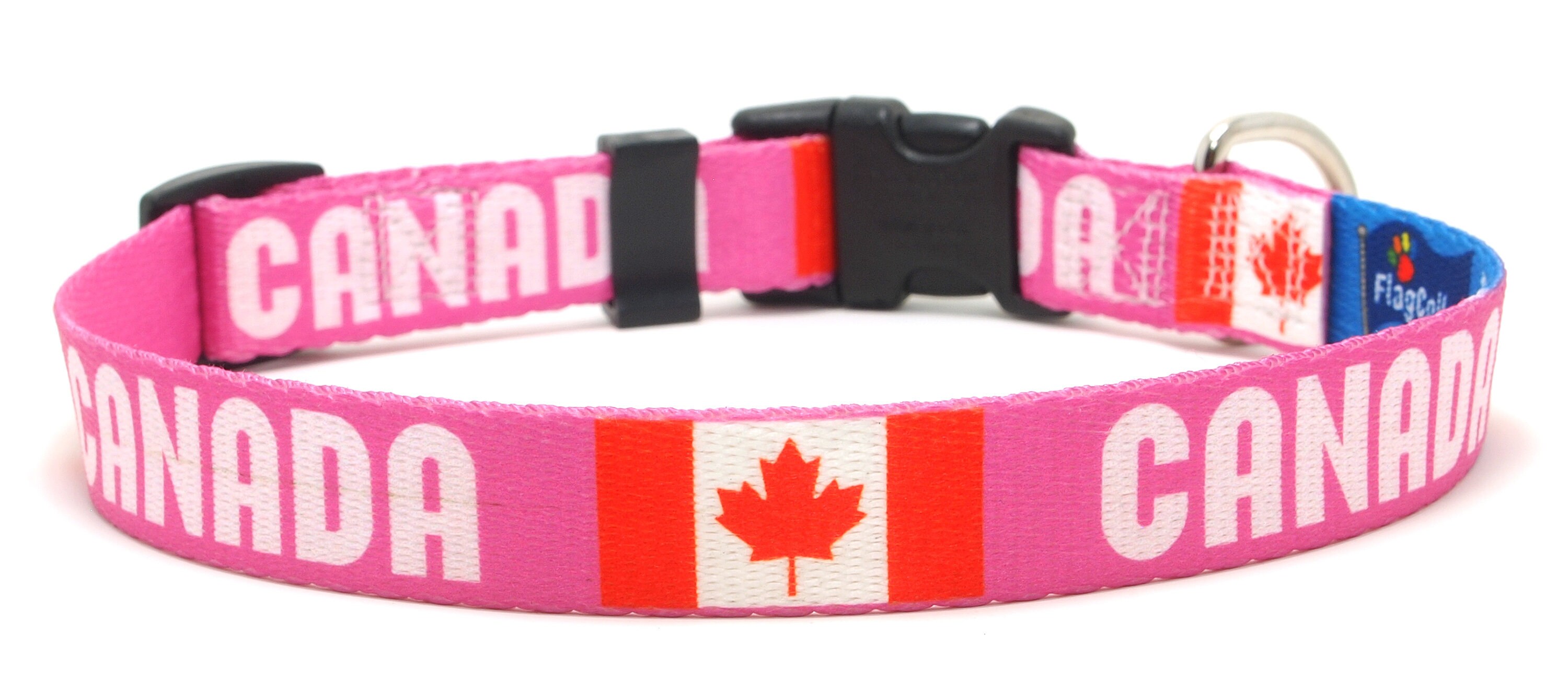 Dog Collar Canada Flag and Name Maple Leaf Adjustable Etsy UK