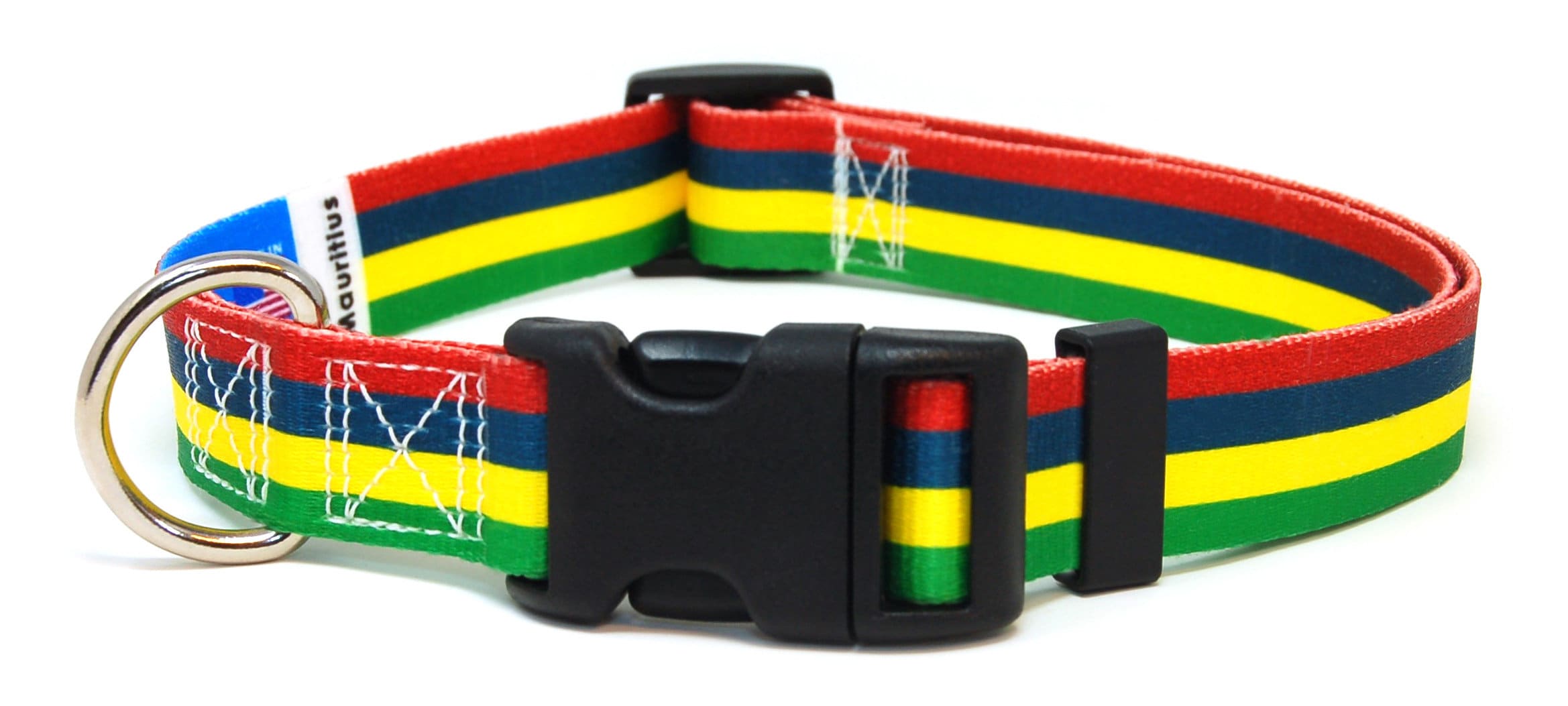 Mauritius Dog Collar | Mauritian Flag Quick Release Or Martingale Style Made in Nj, Usa