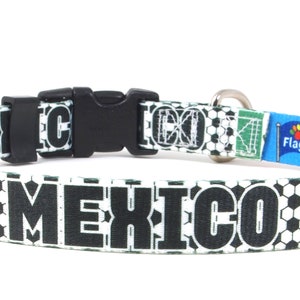 Dog Collar for the Soccer Fan | Mexico Flag | Quick Release or Martingale Style | Made in NJ, USA