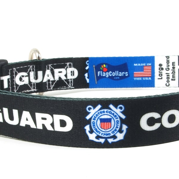 Dog Collar |  Coast Guard | Military | For Xtra Large, Large, Medium, Small & Extra Small Dogs | Made in NJ, USA |