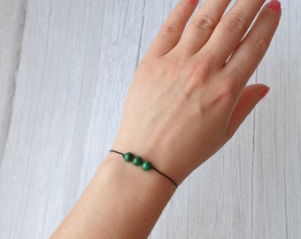 Bracelet malachite, Bracelet de guérison, Bracelet minuscule, Cristal de malachite verte