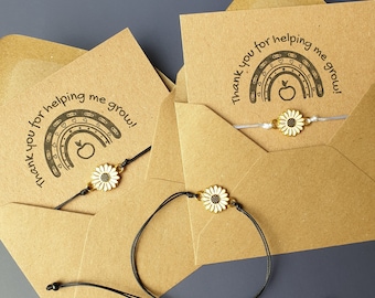Teacher gifts, Preschool teacher appreciation gift, Teaching assistant end of term gift, Nursery teacher daisy bracelet
