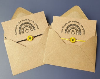 Teacher gifts, Teaching assistant end of term gift, Nursery teacher jewelry, Sunflower bracelet, Appreciation gift