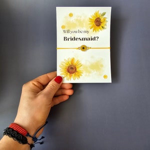 Serez-vous ma demoiselle d'honneur / bouquetière / proposition de demoiselle d'honneur bracelet et carte tournesol.
