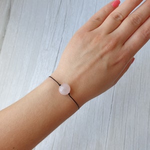 Rose quartz healing bracelet, Tiny bracelet, Love stone, Minimalist bracelet, Woven bracelet