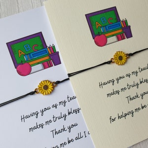 Bracelet et carte de cadeaux d’enseignant, cadeau d’enseignant de maternelle, vendeur britannique, cadeau de la journée de l’enseignant