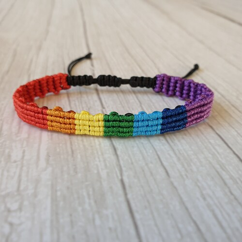 Pulsera de macramé arcoíris, pulsera de arcoíris tejida pequeña.