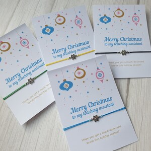 Presente de Natal para assistente de ensino, pulseira personalizada com pingente de prata tibetana, no Reino Unido