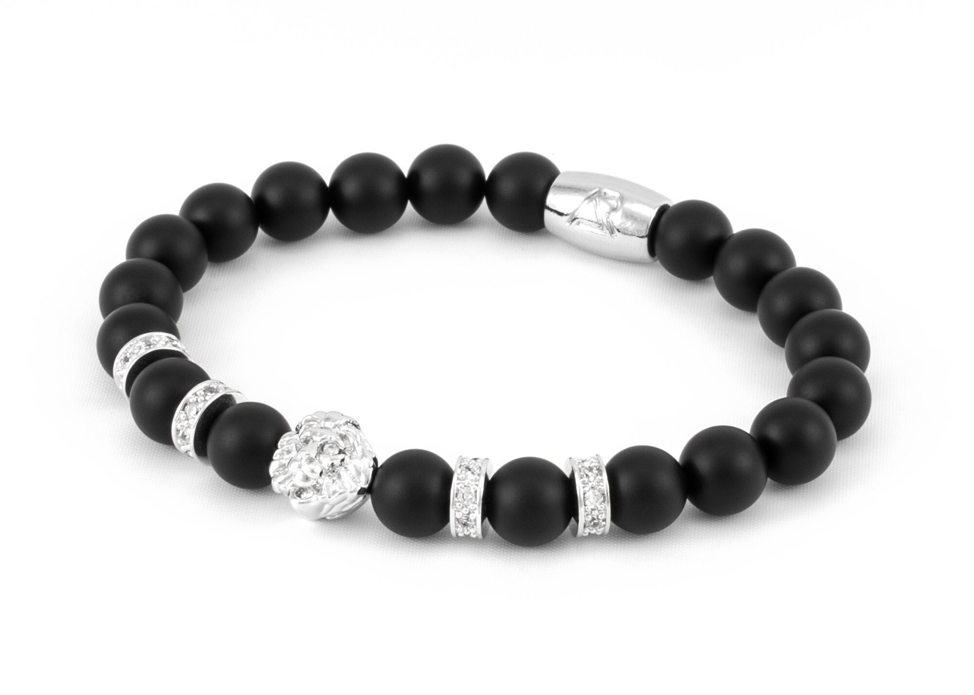 Silver Lion White Marble Beads Bracelet - QUISENZ