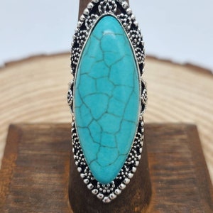 Western Antiqued Silver and Turquoise Howlite Ring