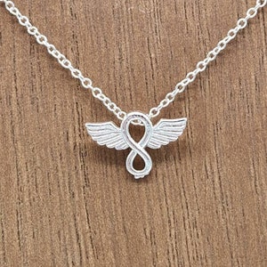 Sterling Silver Plated Angel Wings Infinity Necklace