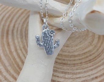 Silver Tone Saguaro Cactus Necklace