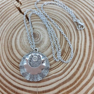Silver-Tone Ripple Moon Abstract Necklace