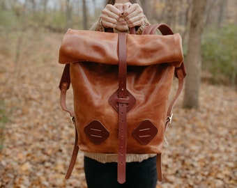 Legacy Leather Rolltop Ruck Sack Backpack | Bag | Carry-on | Over Night Bag