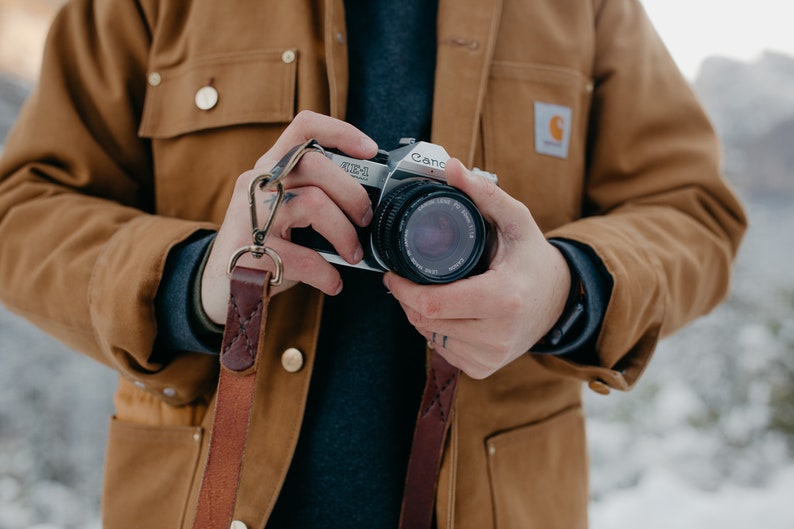 Simple Leather Camera Strap, Vintage Film Camera Starp, Thin Camera Strap image 1