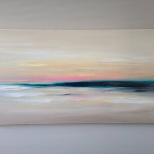 Triptyque Tableau Sur Toile - Paysage Abstrait Marin | 3 Pièces | Encadré Prêt à Accrocher | Tailles Variables | Neuf UK