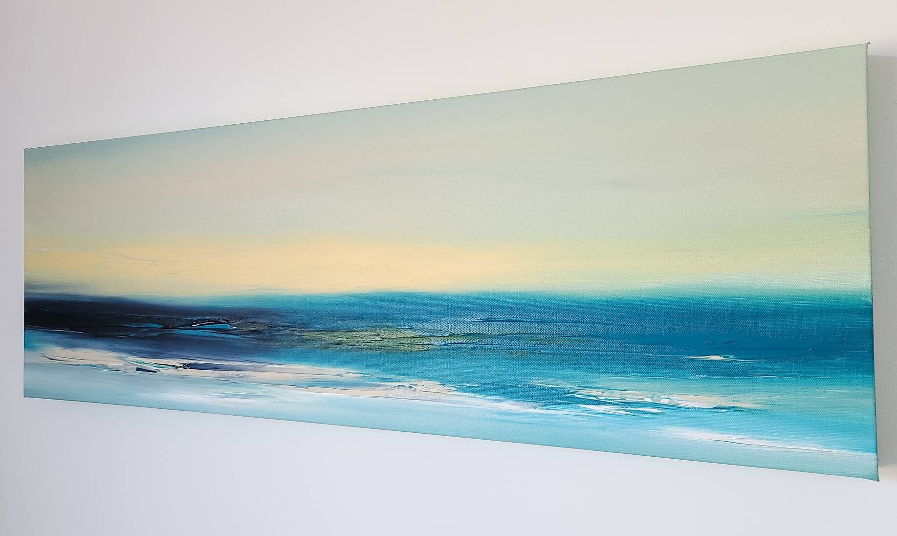 Original ocean canvas wall art 12 x 36 inch beach landscape | Etsy