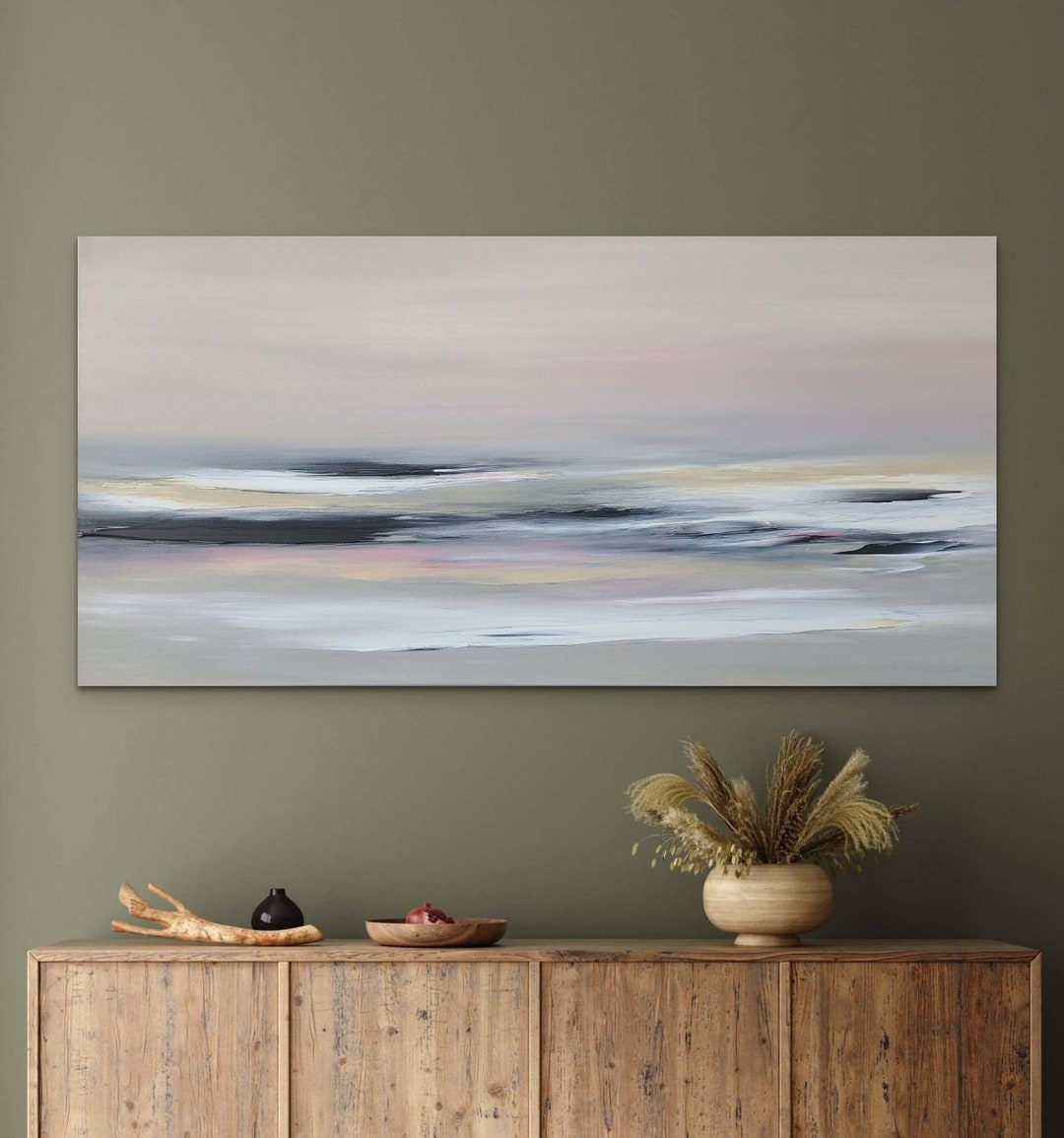 Large Original Abstract Seascape Canvas Art 24 X 48 Inch Etsy