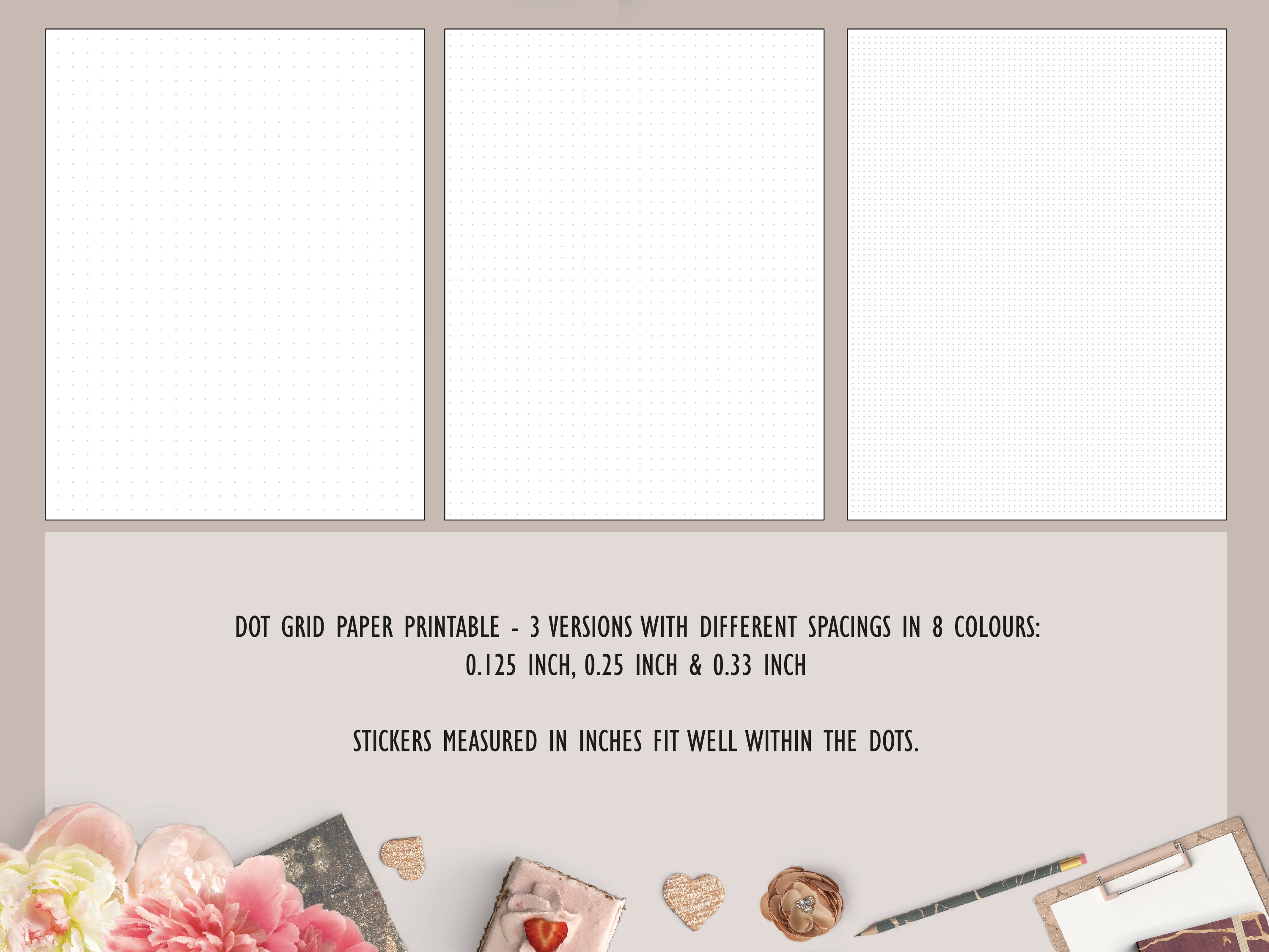 Grey Dot Grid Paper Printable, Big Planner Printable / Letter Size ...
