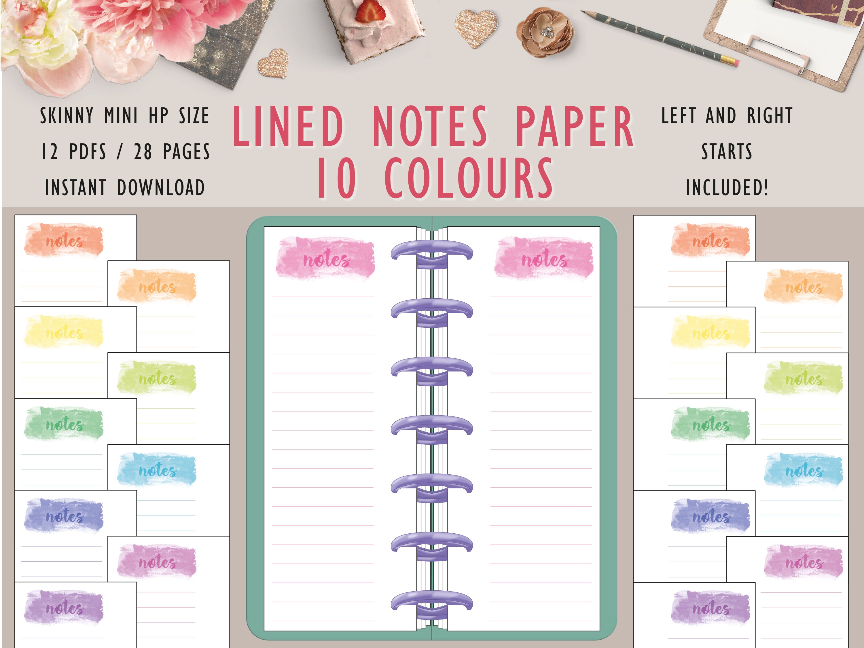 Lined Paper Printable Skinny Mini Happy Planner Printable in Etsy