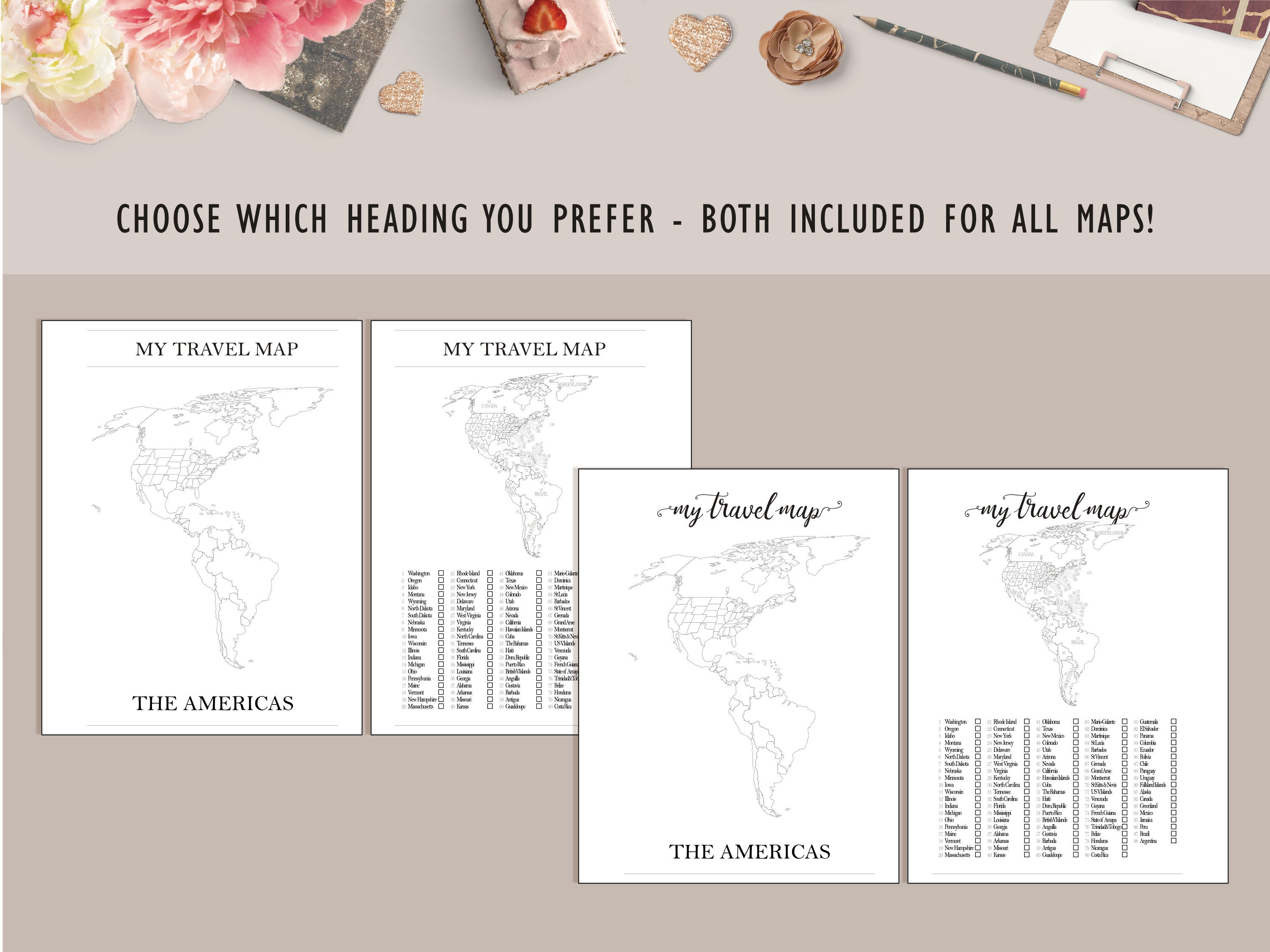 World Travel Map Tracker, A4 Printable, Bundle Etsy UK