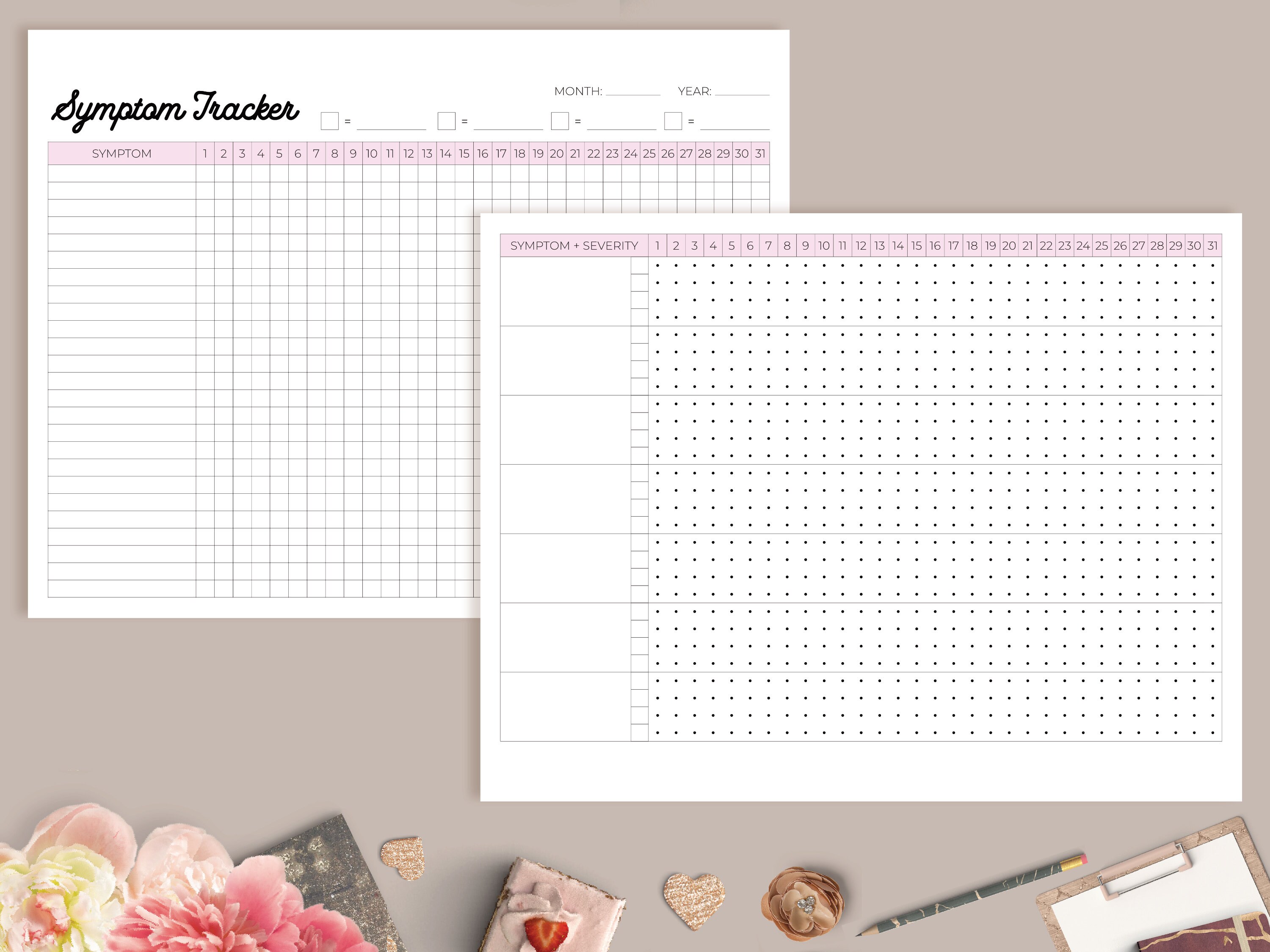Symptom Tracker Printable Big Planner Inserts Letter Size | Etsy Canada