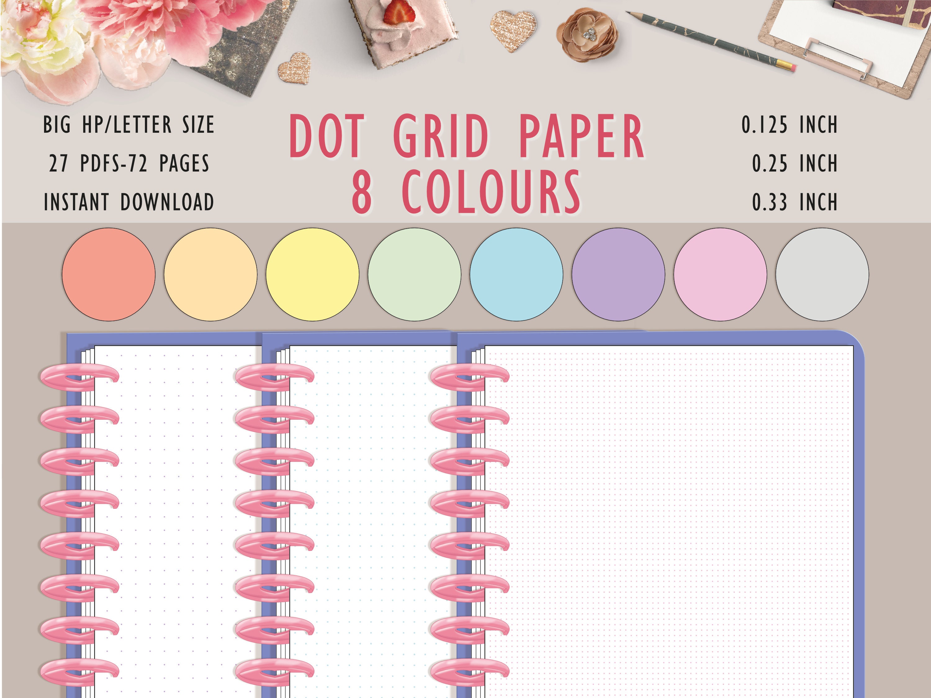 dot grid paper printable big planner printable letter size etsy
