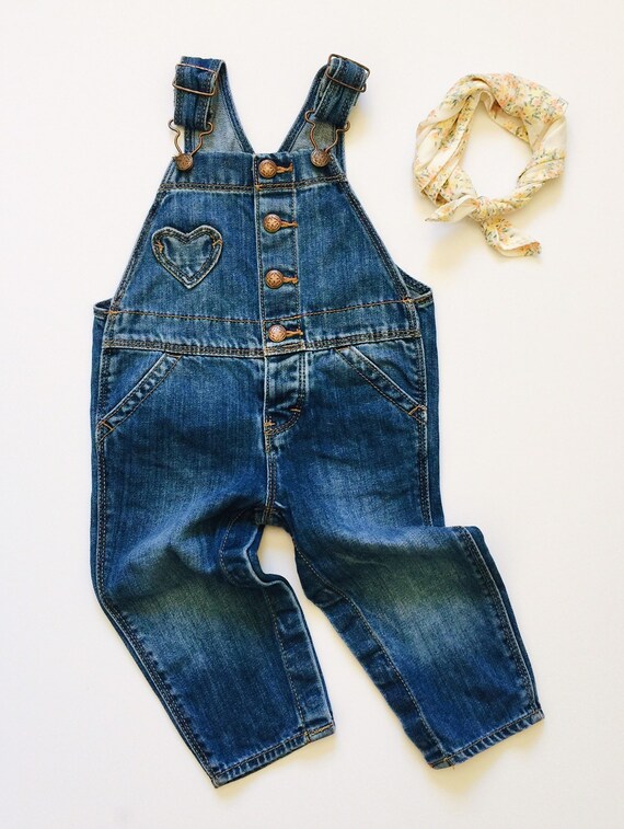 OshKosh BGosh Baby Girls Heart Pocket Denim Overalls