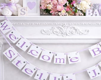 Baby shower name banner, customized welcome baby sign