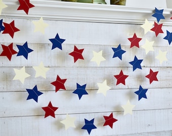 Star Garland, Old Glory Decor, Patriotic Star garland 4th of July party decor, Rustic Star banner, Patriotic banner, star banner