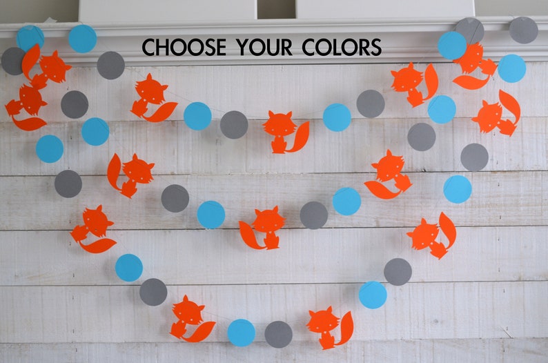 Fox garland, woodland party decor, fox wall decor, woodland garland, fox, nursery decor, woodland nursery, woodland, nature, fox baby shower image 2