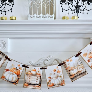 Pumpkin Autumn Garland: Rustic Fall Mantel Banner