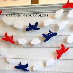 Airplane and Cloud Garland: 10 ft Travel Theme Party Decor