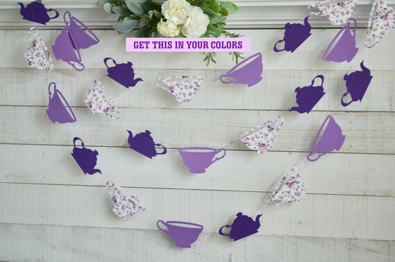 Tea Party Banner, Tea Party Decorations, Tea Time Banner - Tea Party Wall Decor, tea for two party decor, Shabby chic tea party, wonderland Il_570xn
