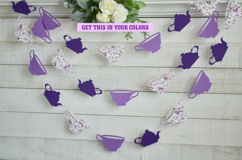 Tea Party Banner Tea Party Decorations Tea Time Banner Tea Colors displayed