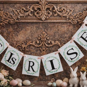Easter Banner He Is Risen, Religious Spring Mantel Decor, Resurrection Day Garland image 2