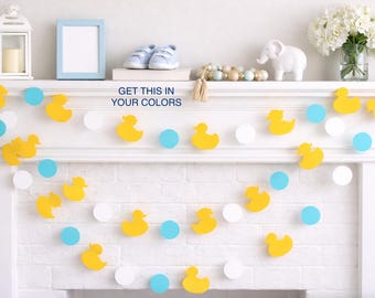 Rubber Duck Baby shower garland - Blue and white - Get your colors