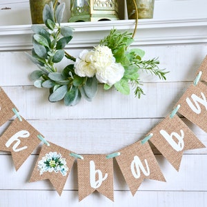 Greenery Baby Shower Banner, Greenery Shower Decorations, Baby Shower Burlap Banner, Oh Baby Burlap Banner, Gender Neutral baby Shower Decor