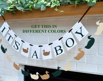 Duck Baby Shower Banner: Hunting Theme, It's A Boy Mallard banner