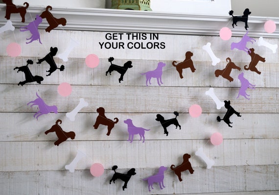 Puppy dog garland, puppy birthday decorations, puppy garland, poodle, lab, labradoodle, puppy and bone, puppy decorations, puppy banner Il_570xn
