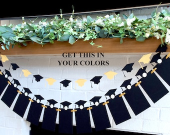 Graduation Photo Banner: Black & Gold Party Decor