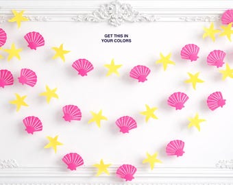 Seashell and Starfish Garland: Nautical Beach Bridal Shower Decor