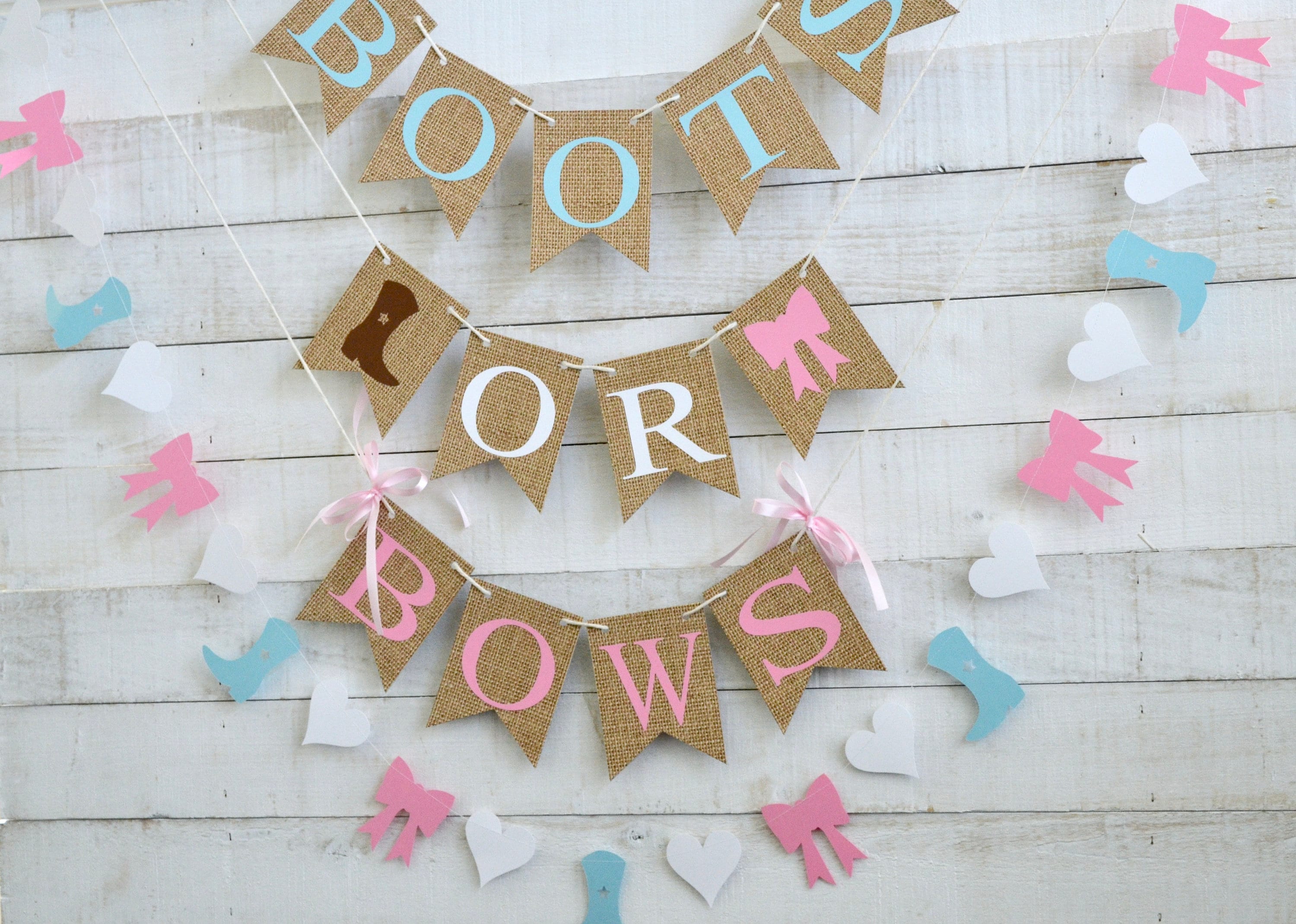 Boots or Bows Gender Reveal Banner Baby Shower Decorations Etsy