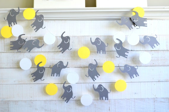 Elephant Baby Shower Decorations Yellow And Gray Elephant Etsy