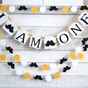 I am One Banner, Baby Boy 1st Birthday banner, Mustache banner, first birthday banner, I am one mustache hight chair banner image 4