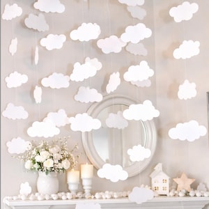 Cloud Garland: Baby Shower, Nursery Mobile, Cloud 9 Decor