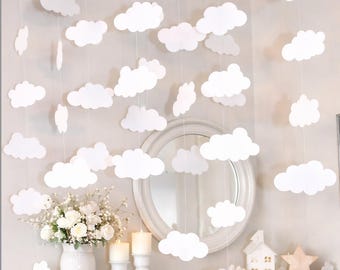 Cloud Garland: Baby Shower, Nursery Mobile, Cloud 9 Decor