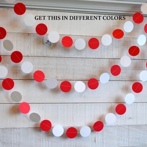 PAPER garland, circle garland, dot garland, red and white dot garland, choose custom colors