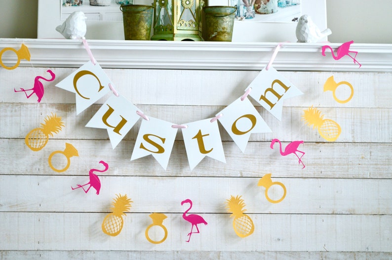 Flamingo Banner Pineapple Banner Custom Party Banners Etsy