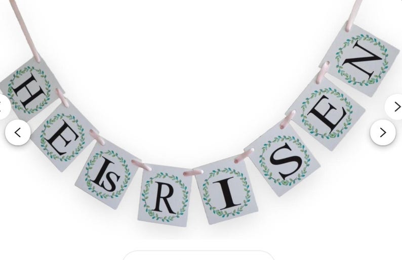 Easter Banner He Is Risen, Religious Spring Mantel Decor, Resurrection Day Garland image 5